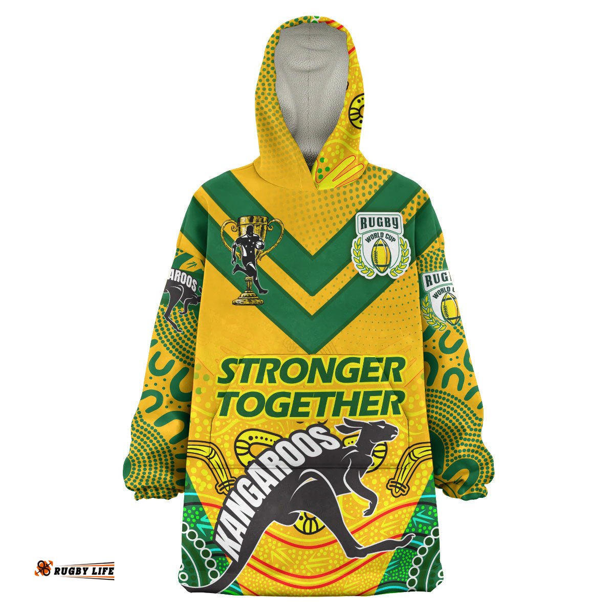 kangaroos rugby snug hoodie custom kangaroos mascot stronger together oodie blanket