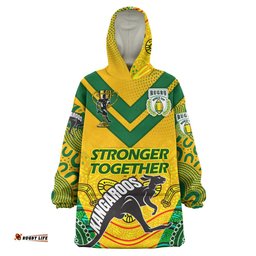 kangaroos rugby snug hoodie custom kangaroos mascot stronger together oodie blanket