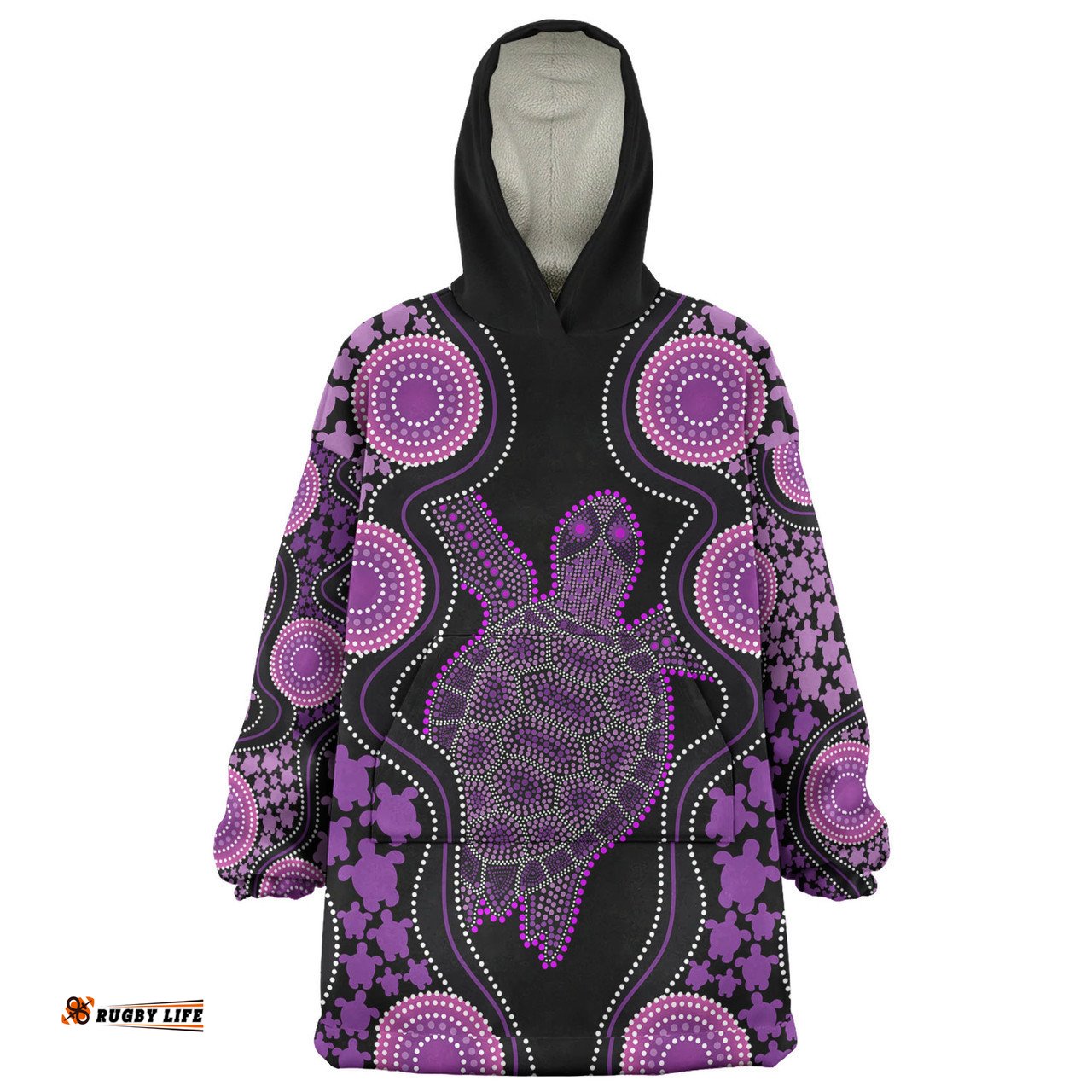 Australia Snug Hoodie - Aboriginal Art Purple Turtle Inspired