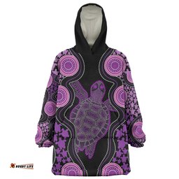 Australia Snug Hoodie - Aboriginal Art Purple Turtle Inspired