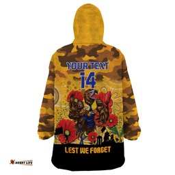 custom eagles football anzac wearable blanket hoodie gallipoli camouflage with poppies