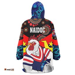 rooster rugby snug hoodie custom naidoc week sydney rooster with rugby ball aboriginal culture and torres strait oodie blanket
