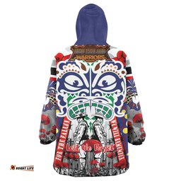 warriors rugby anzac watercolor custom snug hoodie remembrance new zealand warriors with maori tino rangatiratanga flag oodie blanket