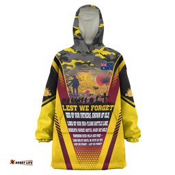 Australia Anzac Camo Snug Hoodie - Anzac Poem Lest We Forget Flag Oodie Blanket