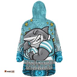 Cronulla-Sutherland Sharks Custom Snug Hoodie - Custom With Aboriginal Inspired Style Of Dot Painting Patterns Snug Hoodie