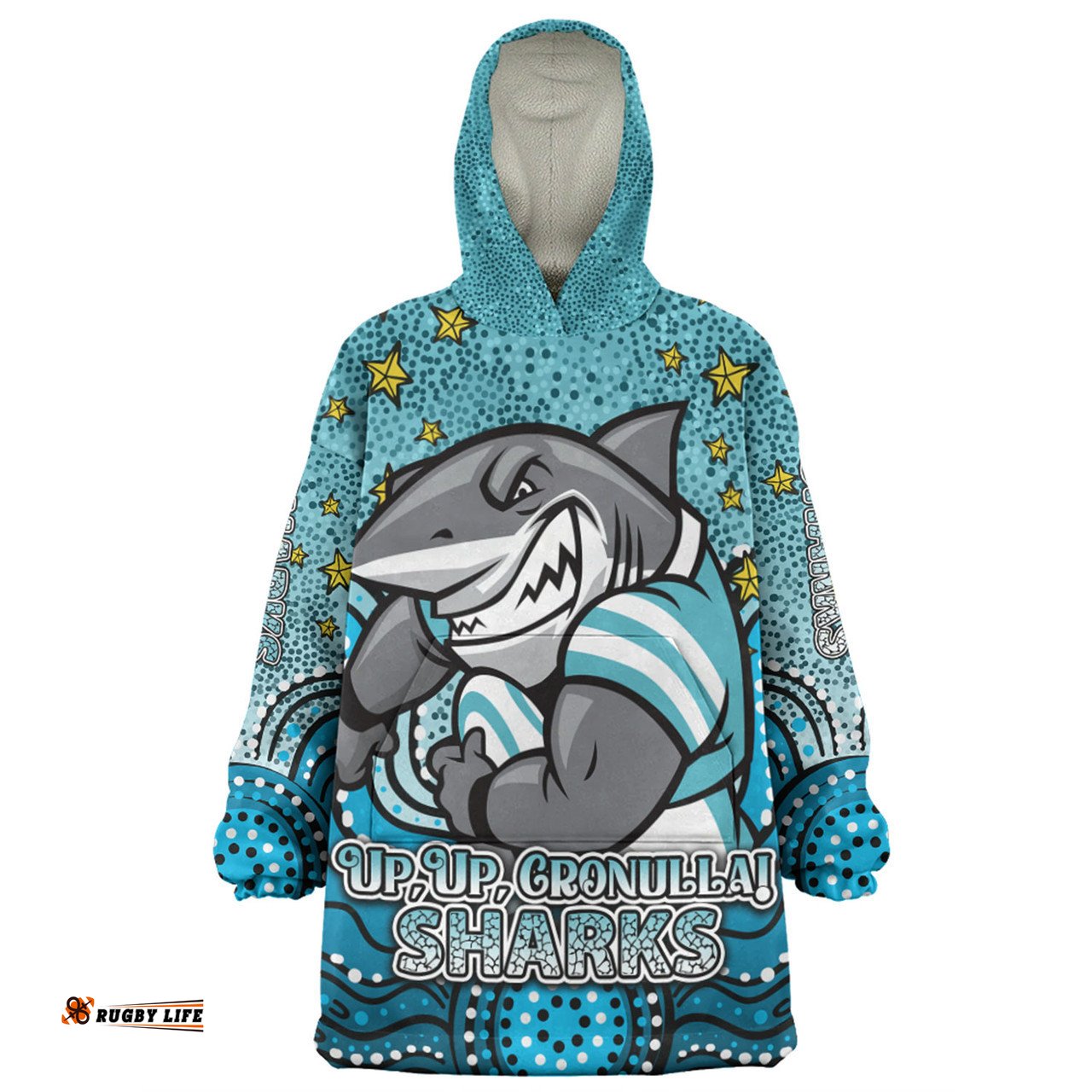 Cronulla-Sutherland Sharks Custom Snug Hoodie - Custom With Aboriginal Inspired Style Of Dot Painting Patterns Snug Hoodie