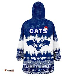geelong cats unique winter season cats merry christmas wearable blanket hoodie