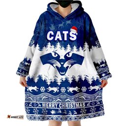 geelong cats unique winter season cats merry christmas wearable blanket hoodie