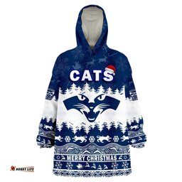 geelong cats unique winter season cats merry christmas wearable blanket hoodie