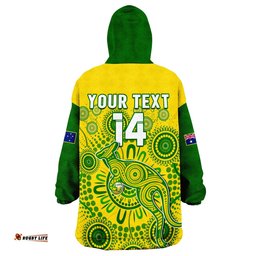 custom text and number australia soccer wearable blanket hoodie socceroos kangaroo aussie indigenous national color