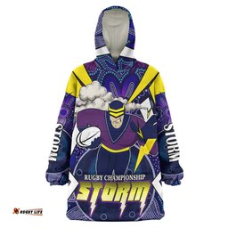 storms rugby snug hoodie custom rugby championship storms mascot with aboriginal pattern player and number oodie blanket