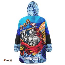 knights rugby snug hoodie custom knights with low poly and aboriginal dot painting art oodie blanket