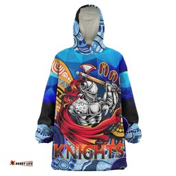 knights rugby snug hoodie custom knights with low poly and aboriginal dot painting art oodie blanket