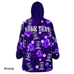custom personalised dockers football fremantle premiers tropical flowers simple wearable blanket hoodie