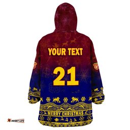 custom personalised and number brisbane unique lions winter season lions merry christmas wearable blanket hoodie