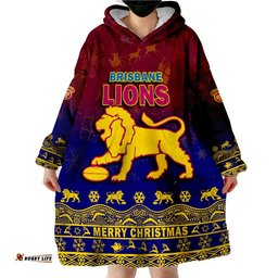 custom personalised and number brisbane unique lions winter season lions merry christmas wearable blanket hoodie