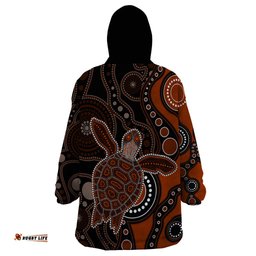 aboriginal turtle wearable blanket hoodie brown style