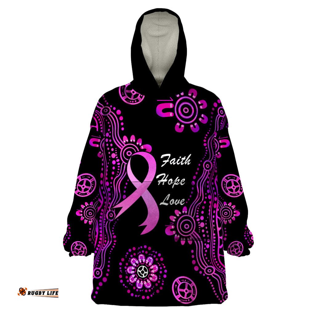 personalised faith hope love australia breast cancer wearable blanket hoodie pink ribbon indigenous