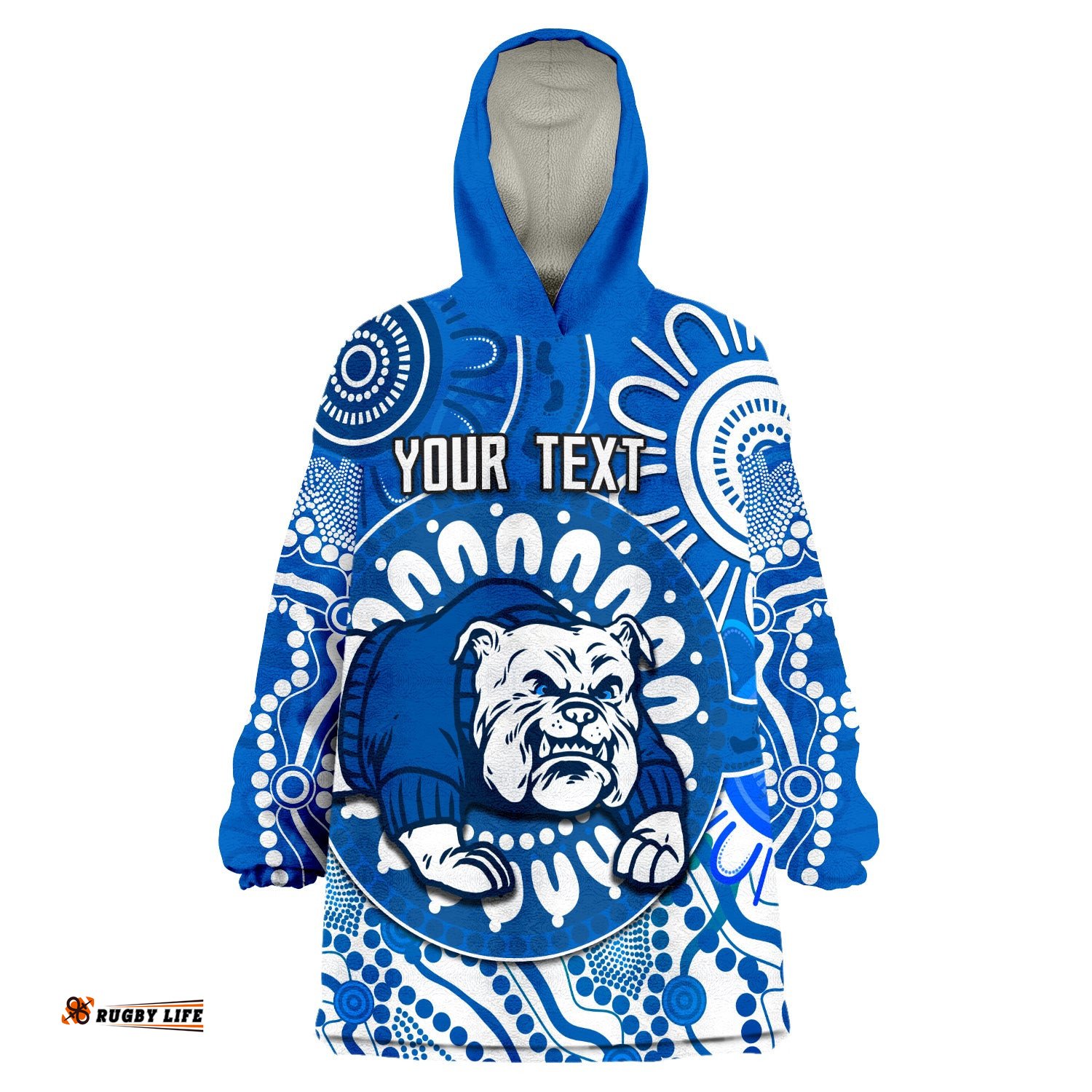 custom personalised bulldogs indigenous wearable blanket hoodie