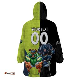 custom raiders and panthers wearable blanket hoodie together sporty style