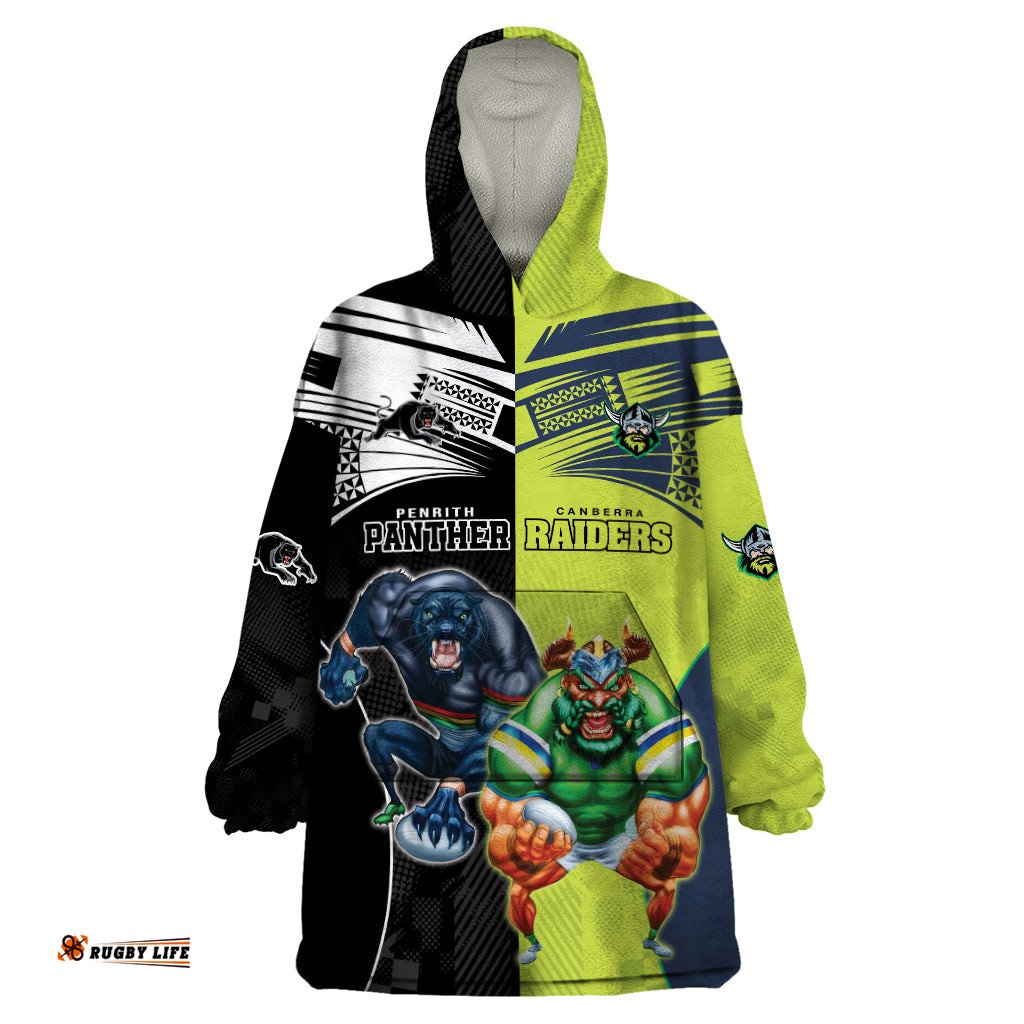 custom raiders and panthers wearable blanket hoodie together sporty style