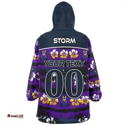 Melbourne Storm Snug Hoodie - Tropical Hibiscus and Coconut Trees