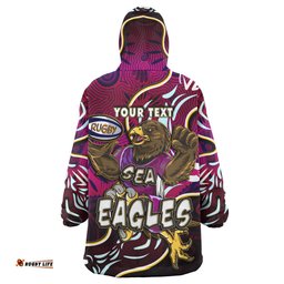 sea eagles rugby snug hoodie custom eagles rugby with aboriginal patterns personalised player and number oodie blanket
