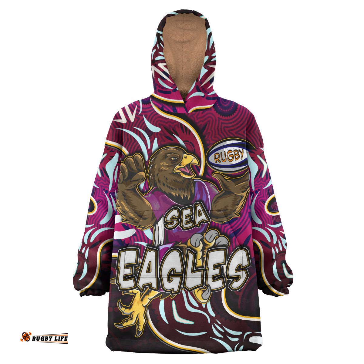 sea eagles rugby snug hoodie custom eagles rugby with aboriginal patterns personalised player and number oodie blanket