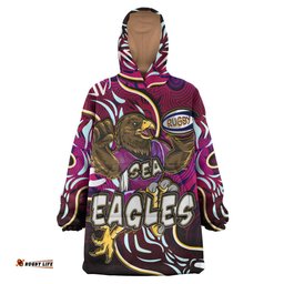 sea eagles rugby snug hoodie custom eagles rugby with aboriginal patterns personalised player and number oodie blanket