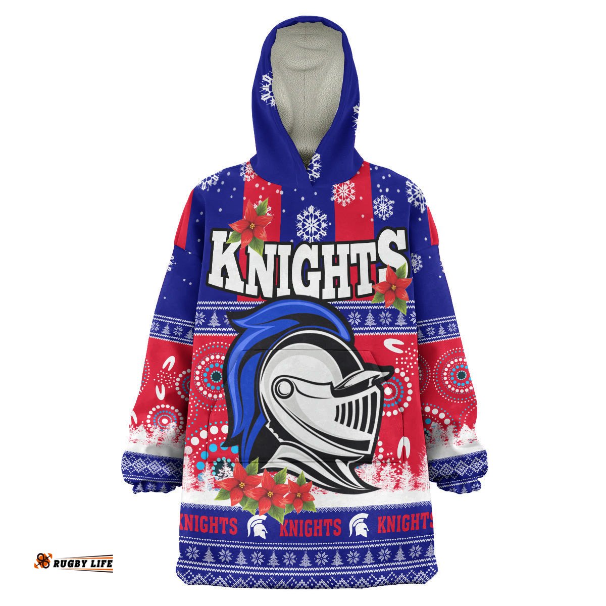 knights rugby christmas snug hoodie custom knights ugly christmas and aboriginal patterns wearable blanket hoodie