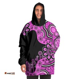 Australia Snug Hoodie Aboriginal Indigenous Dot Painting Pink
