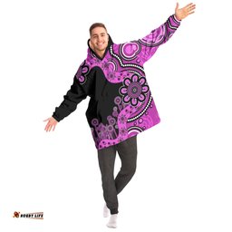Australia Snug Hoodie Aboriginal Indigenous Dot Painting Pink