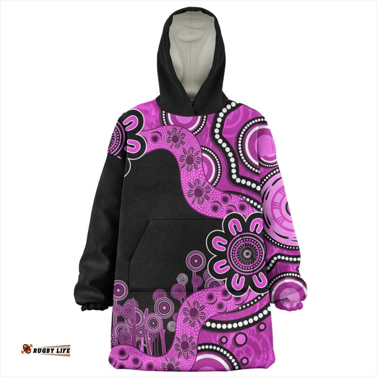 Australia Snug Hoodie Aboriginal Indigenous Dot Painting Pink