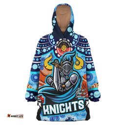knights rugby snug hoodie custom newcastle knights naidoc week and torres strait with aboriginal dot painting style oodie blanket