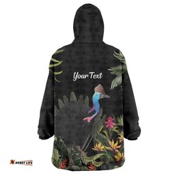 personalised australia cassowary wearable blanket hoodie dinosaur bird rainforest vibes