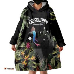 personalised australia cassowary wearable blanket hoodie dinosaur bird rainforest vibes