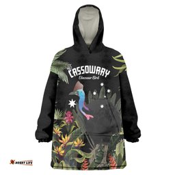 personalised australia cassowary wearable blanket hoodie dinosaur bird rainforest vibes
