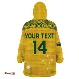 custom australia matildas wearable blanket hoodie national color indigenous art
