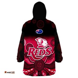queensland reds rugby wearable blanket hoodie gradient aboriginal