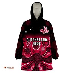 queensland reds rugby wearable blanket hoodie gradient aboriginal