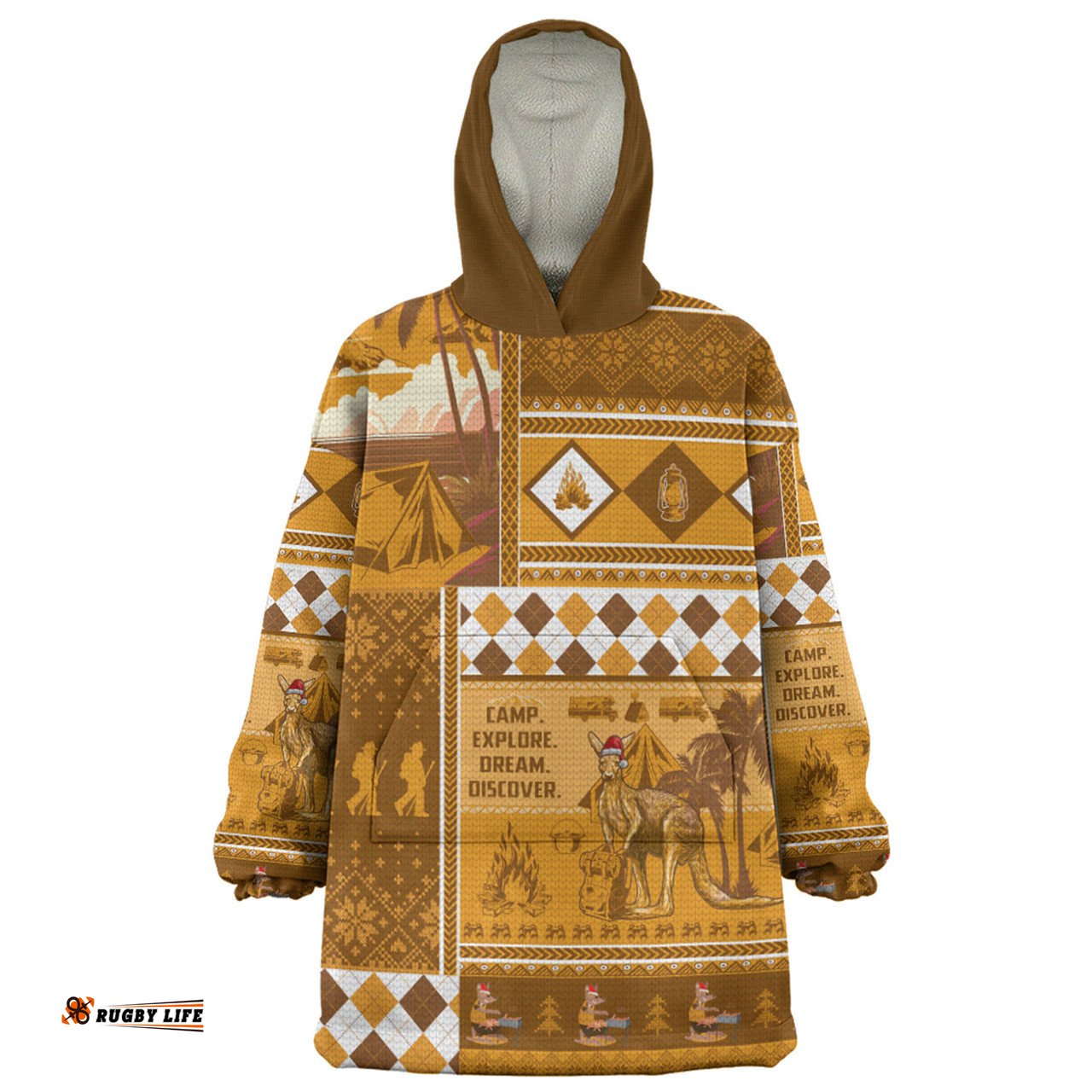 Australia Camping Christmas Snug Hoodie - Xmas Camping With Kangaroo Vintage Snug Hoodie