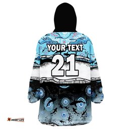 custom text and number sharkies aboriginal wearable blanket hoodie