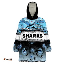 custom text and number sharkies aboriginal wearable blanket hoodie