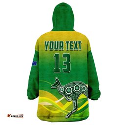 custom text and number australia rugby wearable blanket hoodie champions rlwc kangaroos world cup rugby