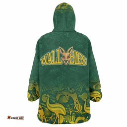 wallabies rugby snug hoodie custom wallabies aboriginal with animals oodie blanket