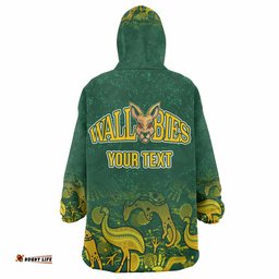 wallabies rugby snug hoodie custom wallabies aboriginal with animals oodie blanket