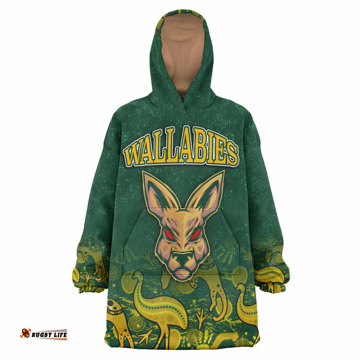 wallabies rugby snug hoodie custom wallabies aboriginal with animals oodie blanket