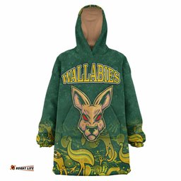 wallabies rugby snug hoodie custom wallabies aboriginal with animals oodie blanket