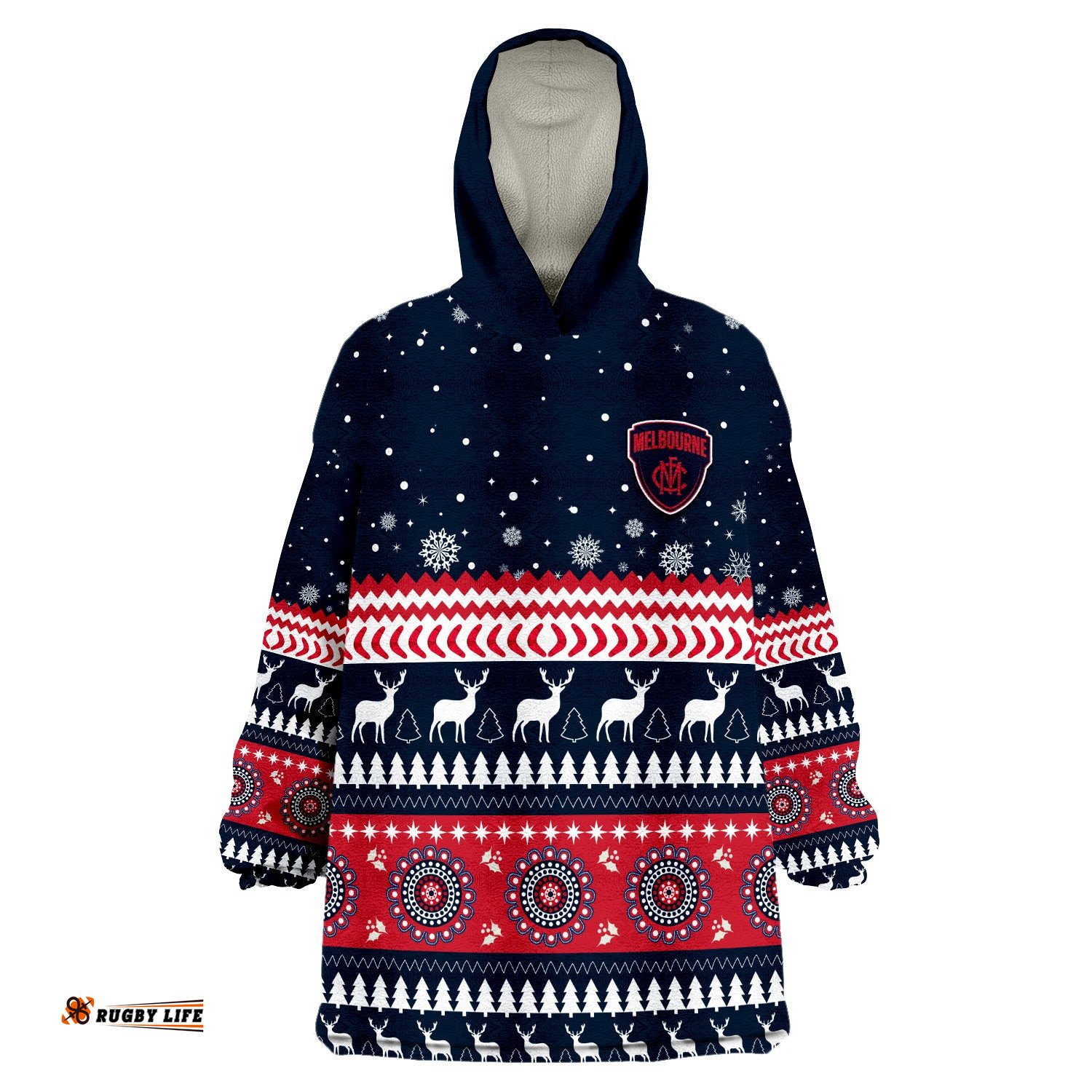 custom personalised demons christmas indigenous melbourne football wearable blanket hoodie