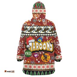 maroons rugby christmas snug hoodie custom xmas maroons christmas balls snowflake with aboriginal patterns wearable blanket hoodie